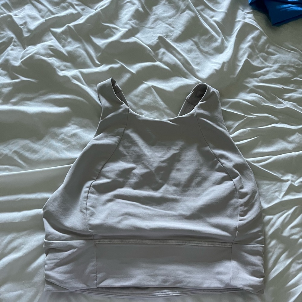 White crossed lace sports bra